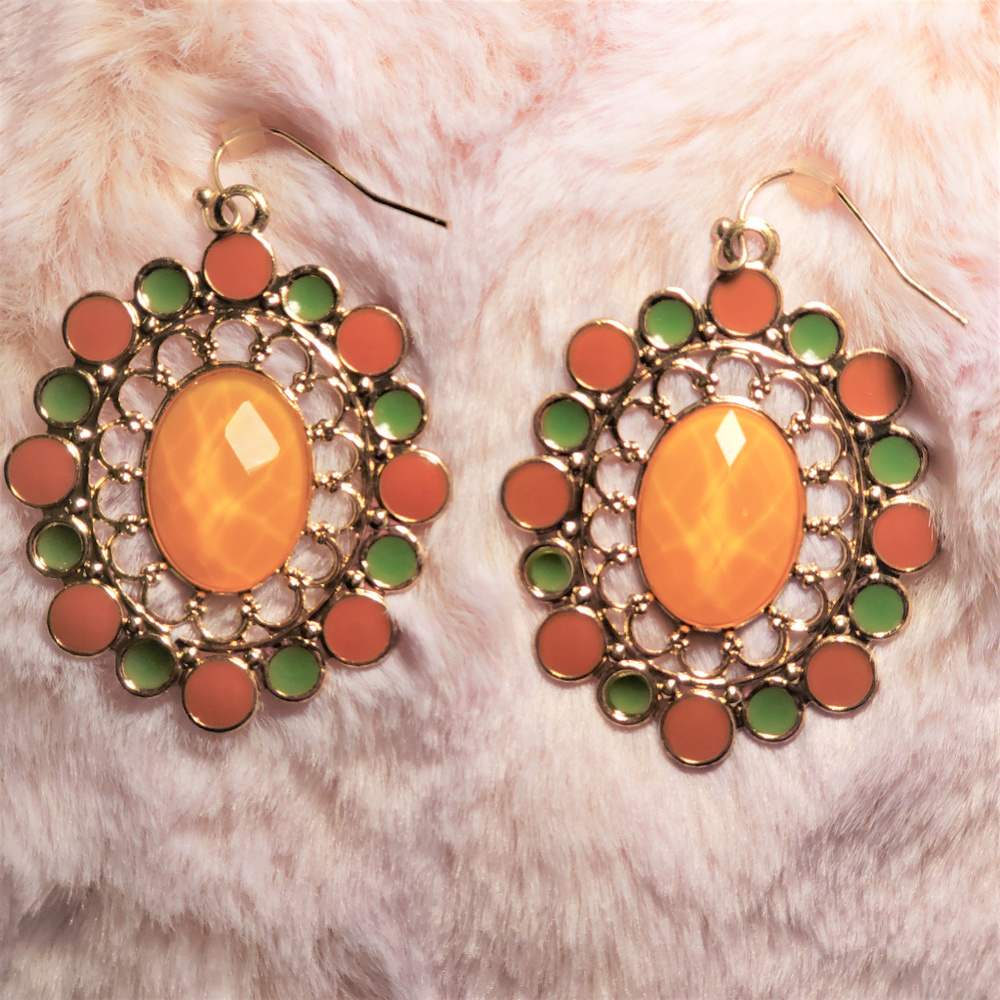 Gold tone multicolor earrings